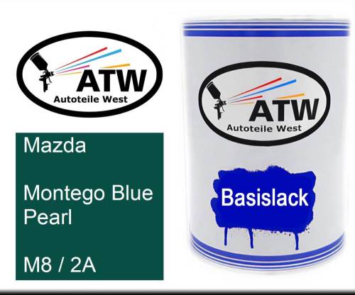 Mazda, Montego Blue Pearl, M8 / 2A: 500ml Lackdose, von ATW Autoteile West.